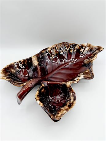HULL POTTERY ~ Brown Drip Leaf Serving Dish