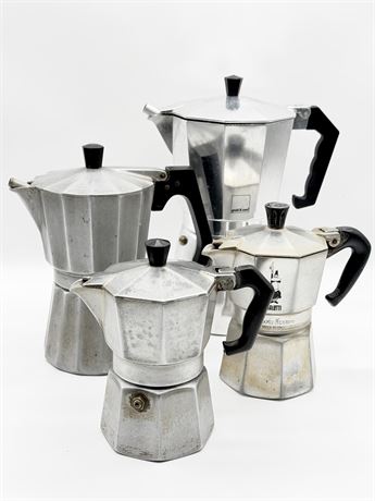 Lot Of 4 Aluminum Stovetop Espresso Makers
