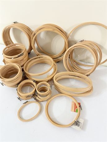 Lot of 70 Wooden Embroidery Hoops