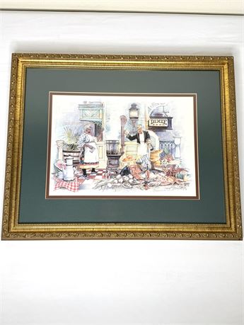 Framed 1987 Print - “Creole Feast” by Tommy Thompson
