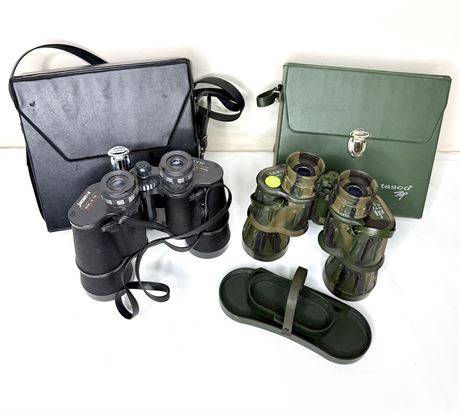 2 Vig Pairs of Binoculars with Cases - Jason Commander and Tasco 22CRZ