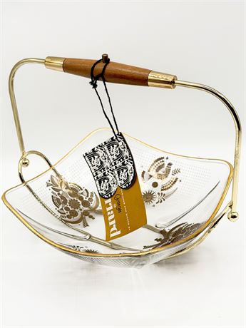 GOERGE BRIARD ~ MCM Glass Serving Dish With Caddy