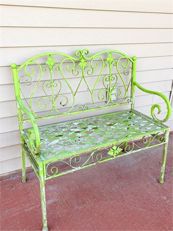 Painted Metal Garden Bench
