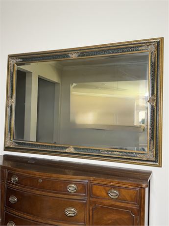 Large Beveled Wall Mirror with Ornate Frame