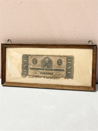 Confederate States America ~ Framed One Dollar Bill