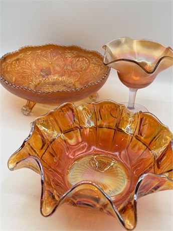 Carnival Glass ~ (3) Assorted Pieces