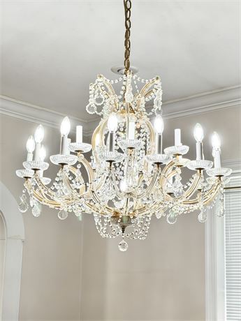 35” Crystal & Gold 22 Light Chandelier