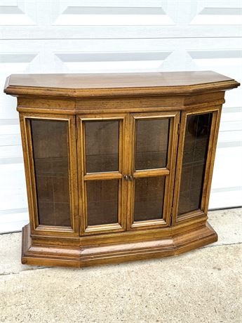 Wood 2-Door Bow Front Curio Cabinet with Glass Shelves