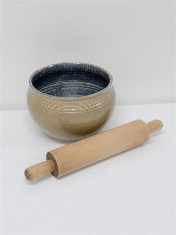 Pottery Bowl & Vintage Pin