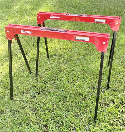 BAUER ~ Pair (2) of Folding Steel Sawhorses