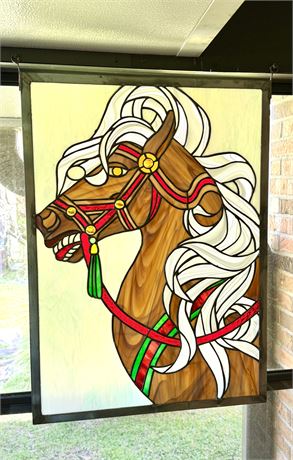 Gorgeous Hand Made Stained Glass Horse Panel - Whirlygirl Pattern