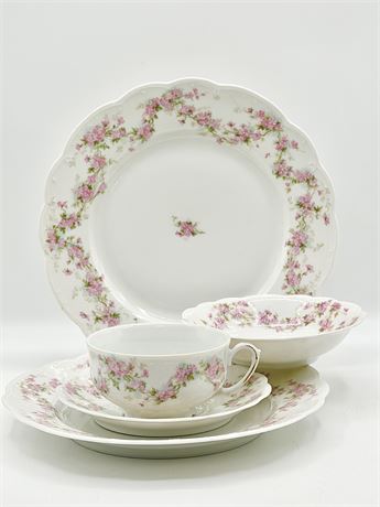 MORITZ ZDEKAUER ~ Pink Roses ~ 5 Piece Place Setting For 10 ~ 60 Total Pieces