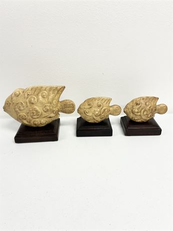Set of (3) Decorative Fish on Wooden Stands