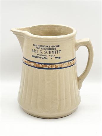 RED WING ~ Sponge band Stoneware Pitcher