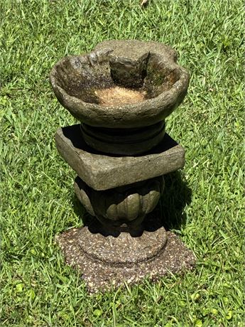 2-Pc Concrete Bird Bath