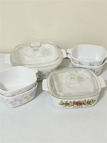 CORNING WARE ~ (6) Assorted Designs Casserole Dishes