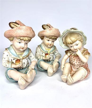 3 Vintage Bisque Piano Babies - Andrea by Sadek