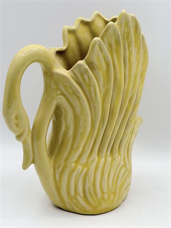 Chartreuse Ceramic Swan Vase