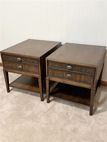 UNIVERSAL FURN. ~ Pair (2) ~ Dark Wood Finish Side Tables