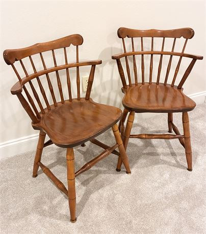 S BENT & BROS INC ~ Solid Wood Comb-Back Windsor Armchairs