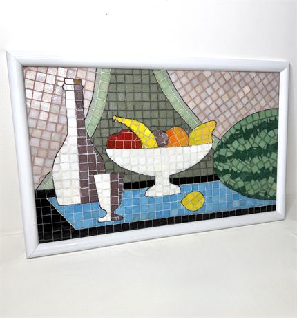 Framed Mosaic Fruit Bowl Art