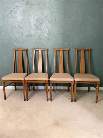 PULASKI ~ MCM ~ Solid Light Wood High Back Dining Chairs ~ Set Of (4)