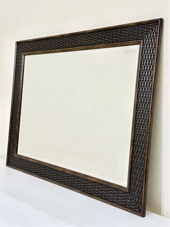 Brown & Black Wicker Style Beveled Wall Mirror