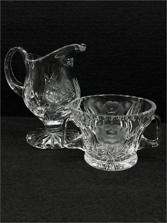Vtg Crystal Cream & Sugar Set