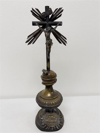 Metal Brass Alter Crucifix Table Top