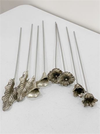 ARTHUR COURT ~ Aluminum / Pewter 8 Pc Flower Bouquet