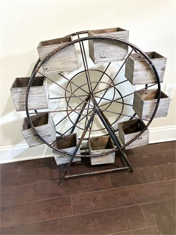 Wood & Metal Ferris Wheel Plant Stand
