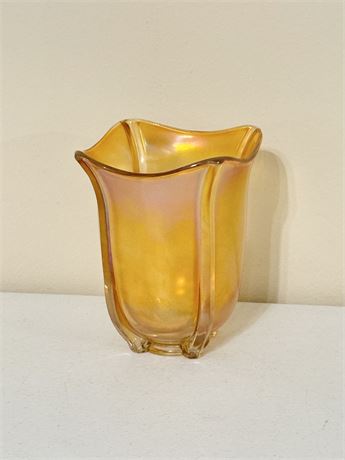 FENTON ~ Marigold Art Glass Square Vase