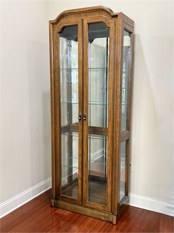 Solid Wood Mirrored Lighted China Hutch