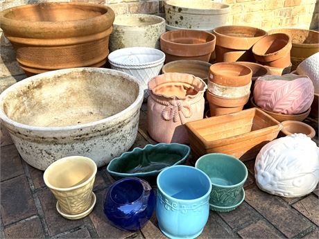 Group of Clay and Ceramic Pots of All Sizes