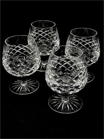 Heavy Crystal Diamond Cut Brandy Glasses ~ Set Of (4)