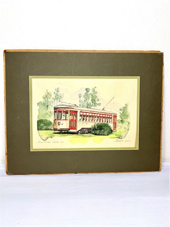 New Orleans Street Car Matted Print by A. Dedilla - 1976