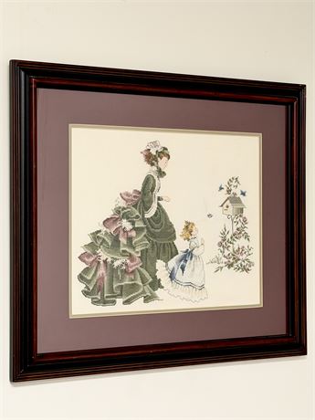LAVENDER & LACE ~ Little Wings ~ Framed Cross-Stitch Artwork