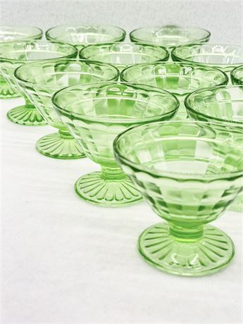 ANCHOR HOCKING ~ Block Optic Green ~ Champagne/Tall Sherbet Set Of 12