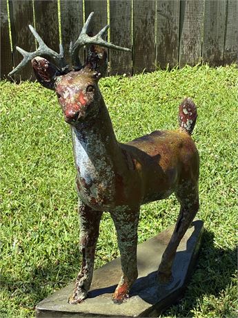 Vtg Cement Deer Statue