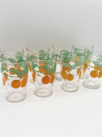 ANCHOR HOCKING ~ 8 Orange Juice Glasses
