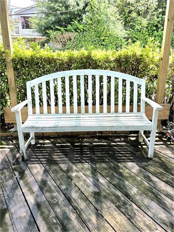 Solid White Wood Outdoor Garden Bench