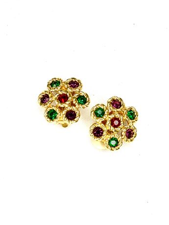 Vintage Swarovski Crystal Clip On Estate Jewelry Earrings