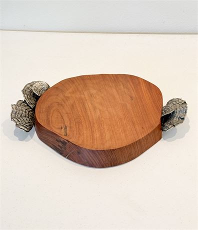 VAGABOND HOUSE ~ Solid Wood Serving Board With Pewter Mushroom Handles