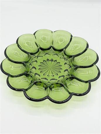 ANCHOR HOCKING ~ Fairfield Avocado Green ~ Deviled Egg Server