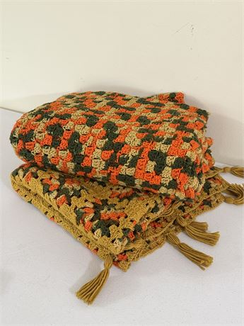2 Vtg Hand Crocheted Blankets