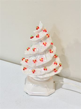 9” Vintage Iridescent Glazed Ceramic Tabletop Christmas Tree