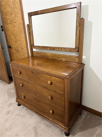 WARING & GILLOW ~ Tiger Oak Tilted Mirrored Dresser