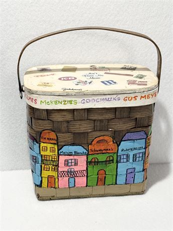 Caro-Nan Style Hand Painted Nola "Ain't There No More" Woven Basket Purse