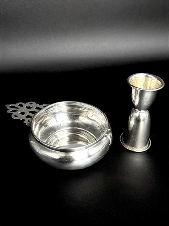 Vintage Sterling Silver Porringer Bowl and Shot Glass
