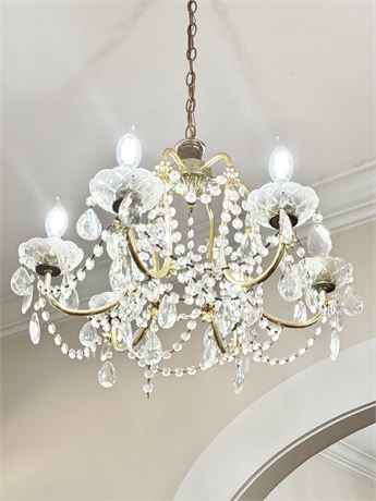 21” Crystal & Gold 6 Light Chandelier